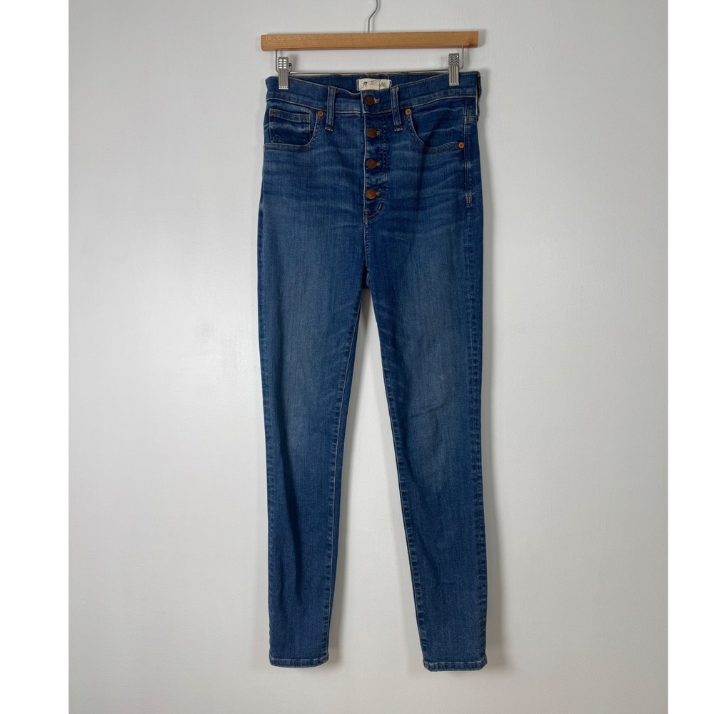 High Rise Madewell Womens 27 11" Skinny Jeans Blue Exposed Button Fly Denim